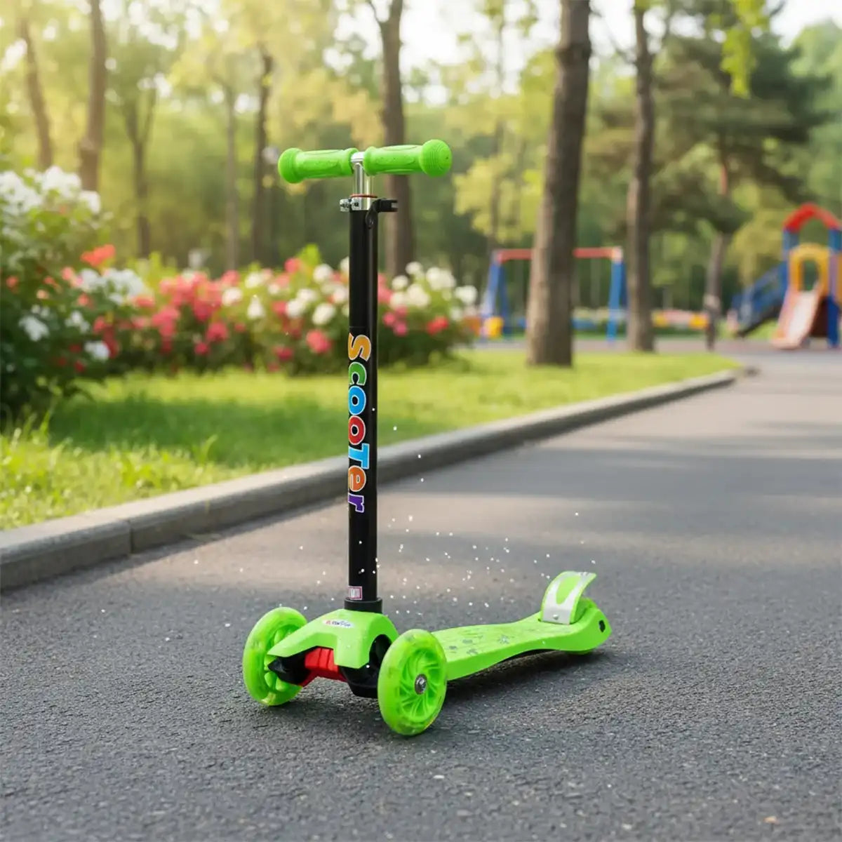 Patinete Infantil 4 Rodas LED Colorido 60kg Verde – Go Roller
