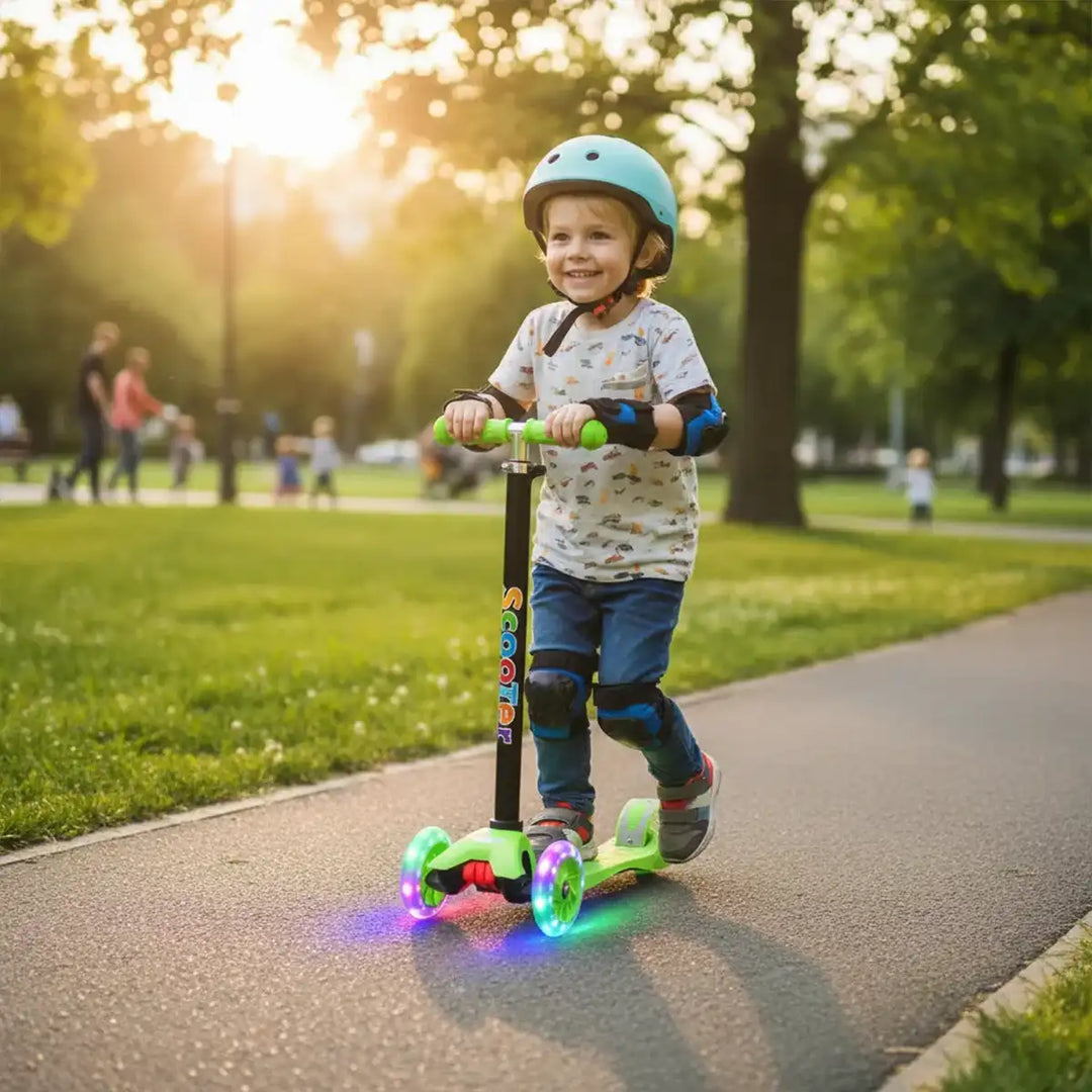 Patinete Infantil 4 Rodas LED Colorido 60kg Verde