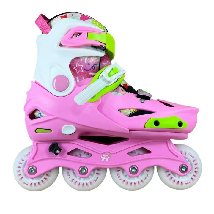 Patins Inline Infantil RV Pink Ajustável do 30 ao 37 Rosa Com LED