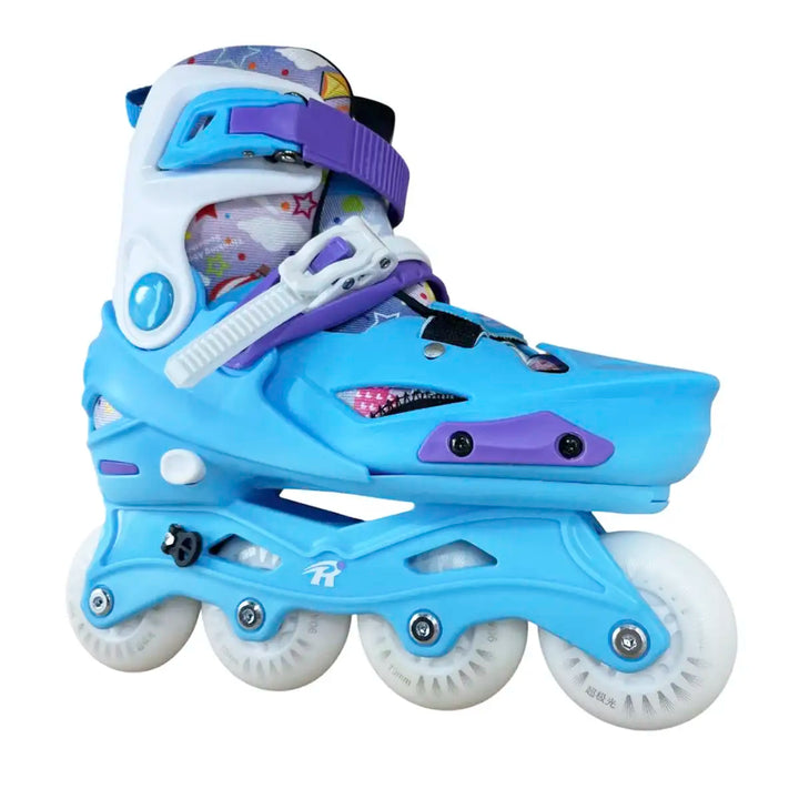 Patins Inline Infantil RV Blue Ajustável do 30 ao 37 Azul  LED