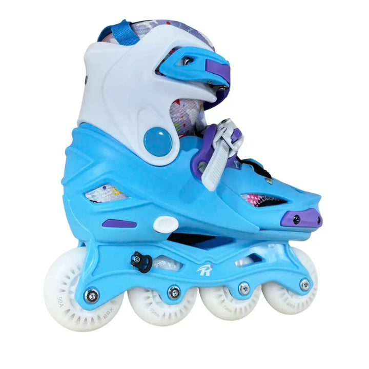 Patins Inline Infantil RV Blue Ajustável do 30 ao 37 Azul  LED