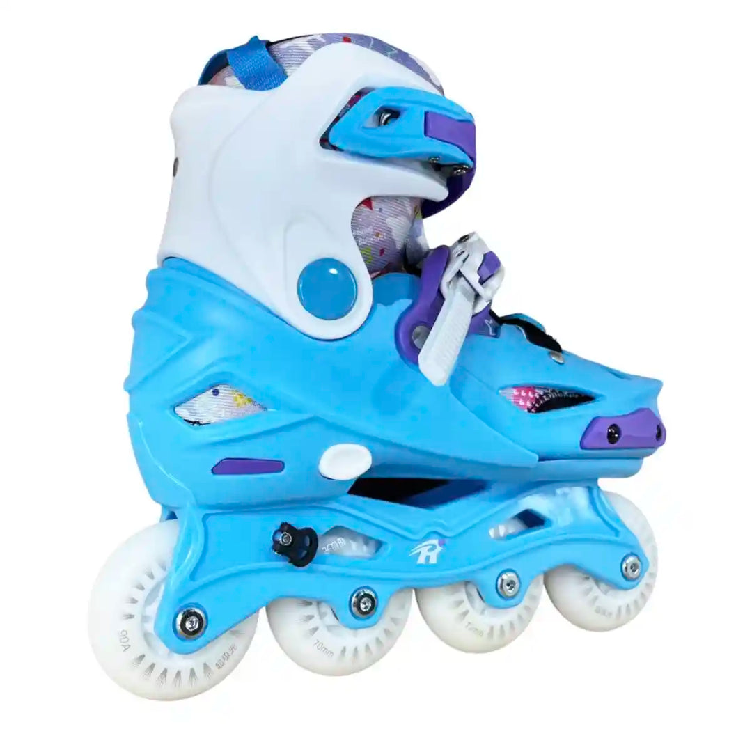 Patins Inline Infantil RV Blue Ajustável do 30 ao 37 Azul  LED