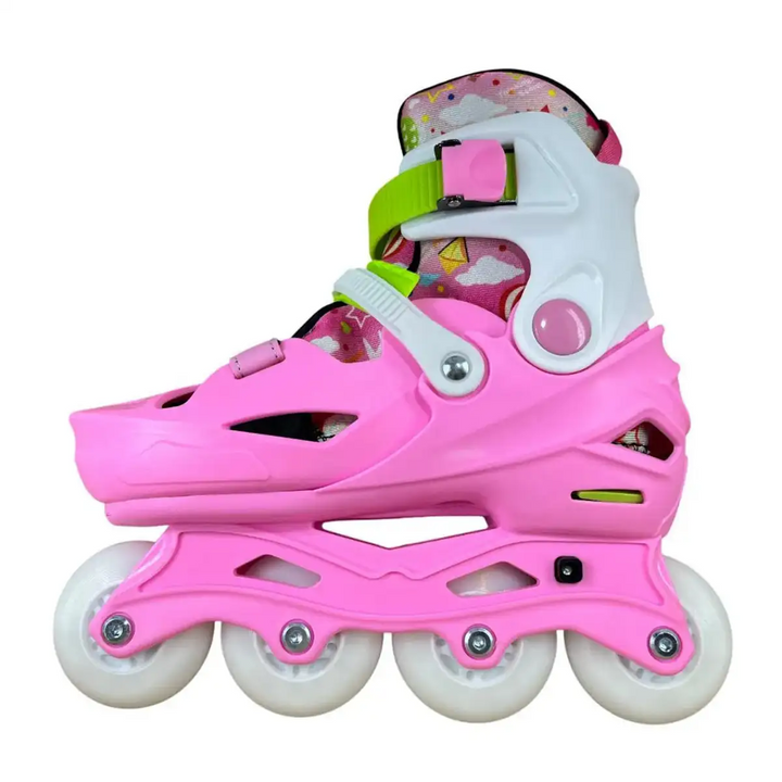 Patins Inline Infantil RV Pink Ajustável do 30 ao 37 Rosa Com LED
