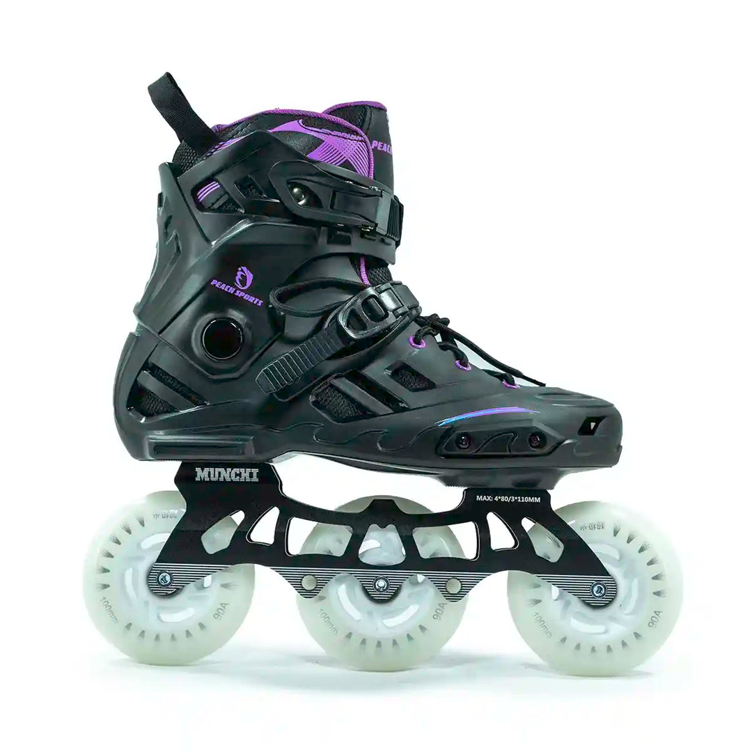 Patins Munchi M10 Roxo 3 Rodas Led 110mm Abec-11