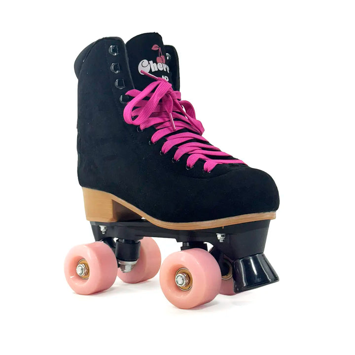 Patins Quad HD Cherry 4 Rodas Tradicional Preto Camurça Tamanho 34