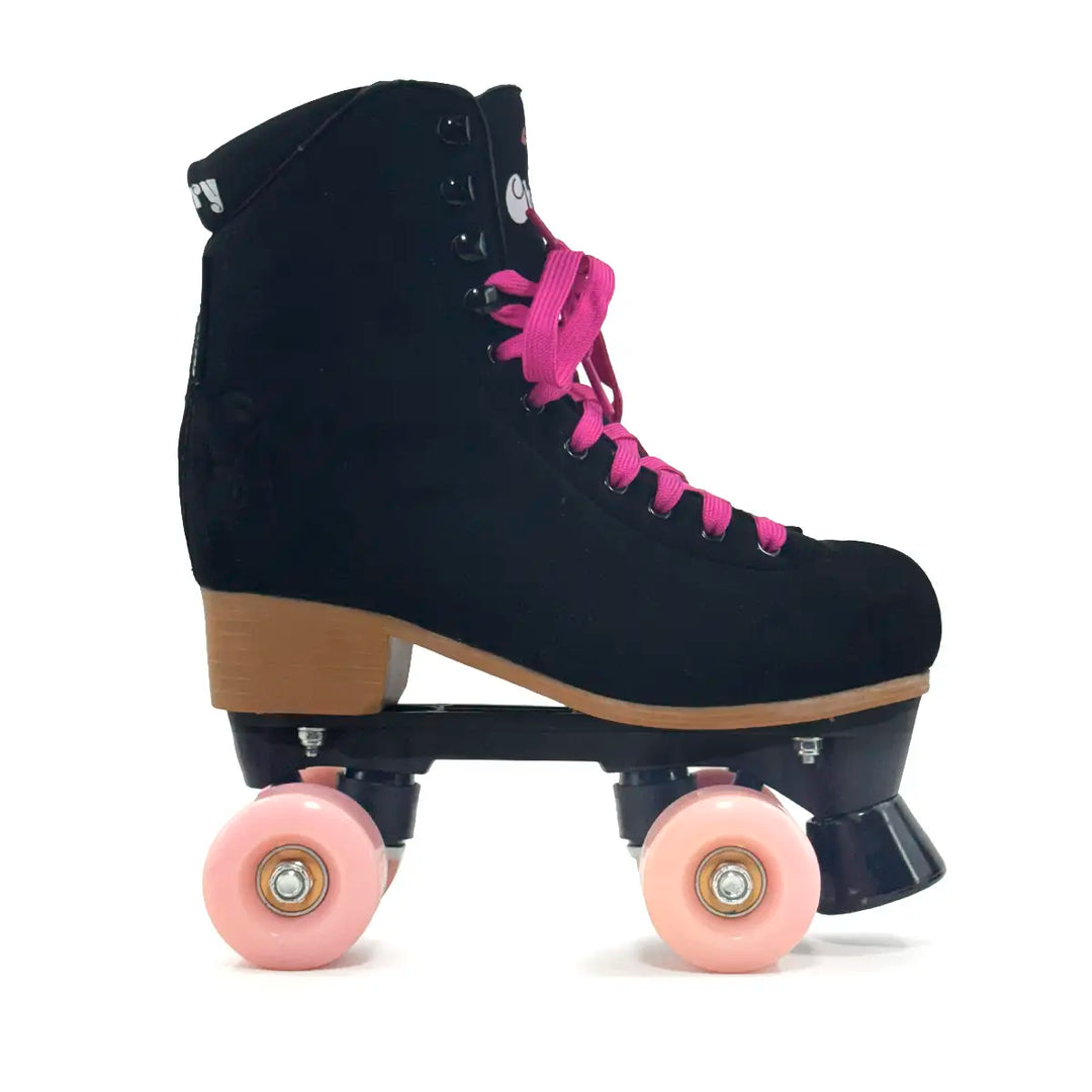 Patins Quad HD Cherry 4 Rodas Tradicional Preto Camurça Tamanho 34