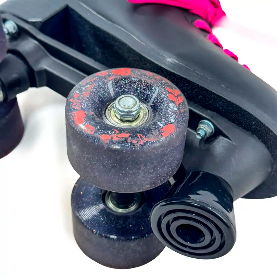 Patins Quad HD Cherry 4 Rodas Tradicional Preto Couro Sintético Tamanho 35