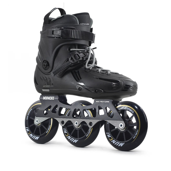 Patins HD Inline Sky Black Stone Base Híbrida 110mm Abec-9