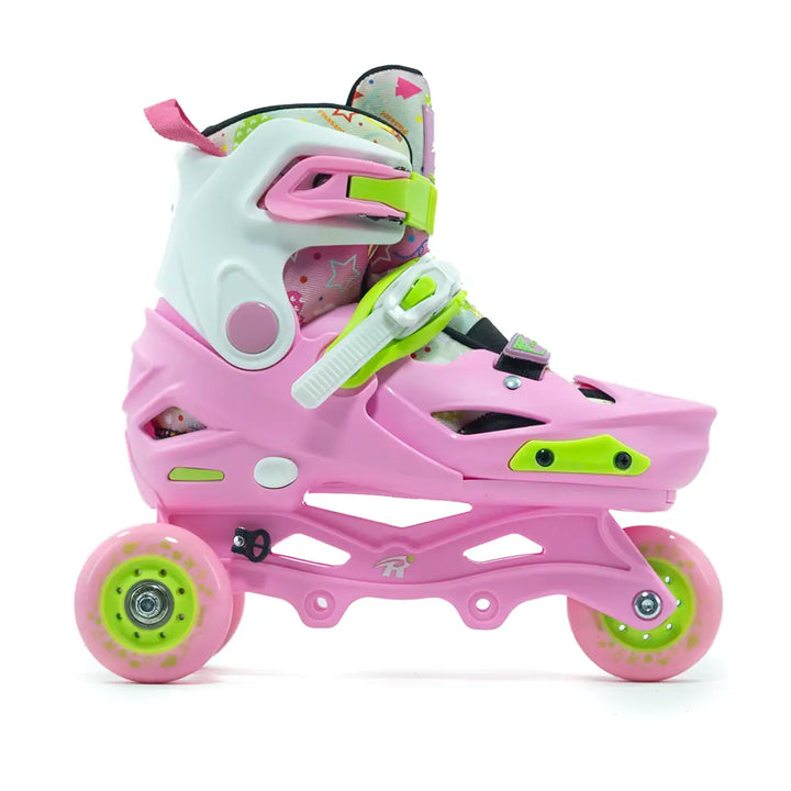 Patins Inline Infantil RV Pink Ajustável do 26 ao 37 Rosa TRI SKATES