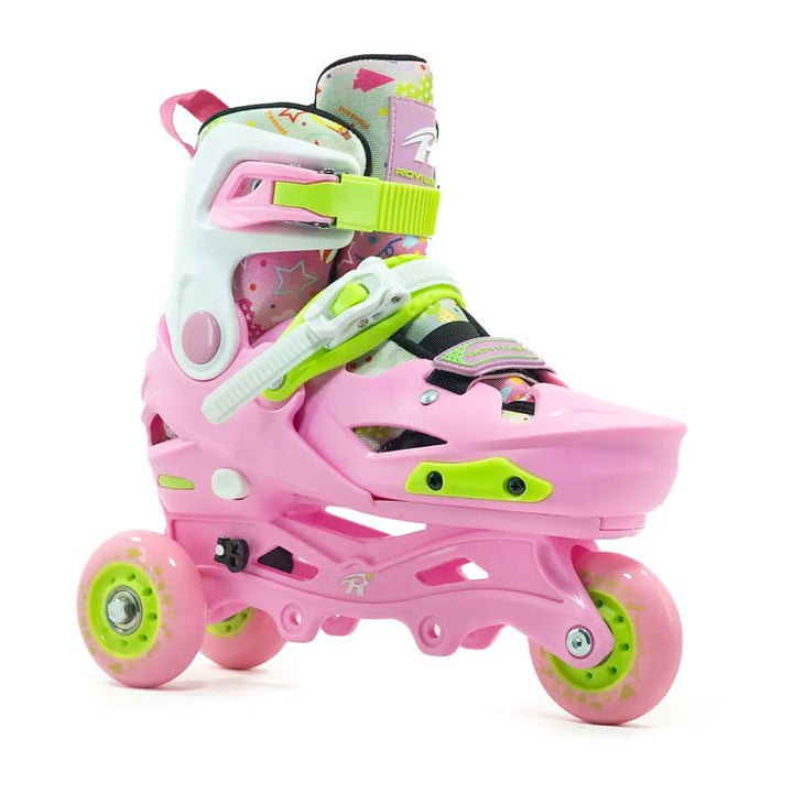 Patins Inline Infantil RV Pink Ajustável do 26 ao 37 Rosa TRI SKATES