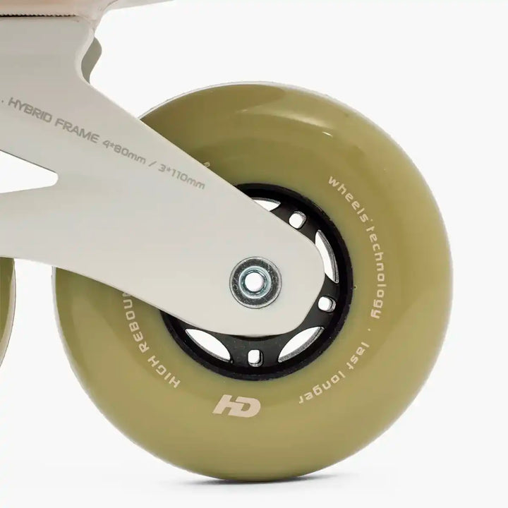 Patins HD Inline Wave Neo Marfim Base Hibrida 80mm Abec-9