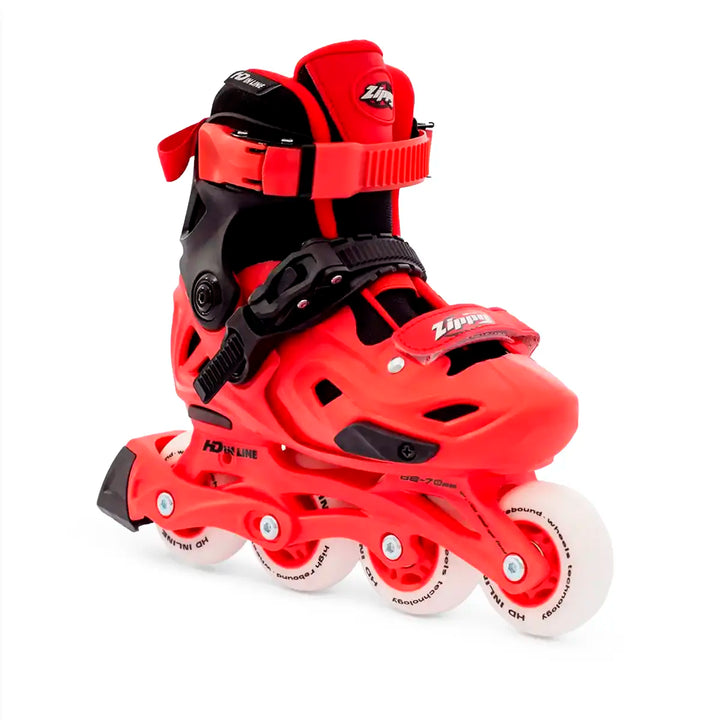 Patins Infantis Ajustável HD Inline Zippy Shock Red 68-72mm Abec-9