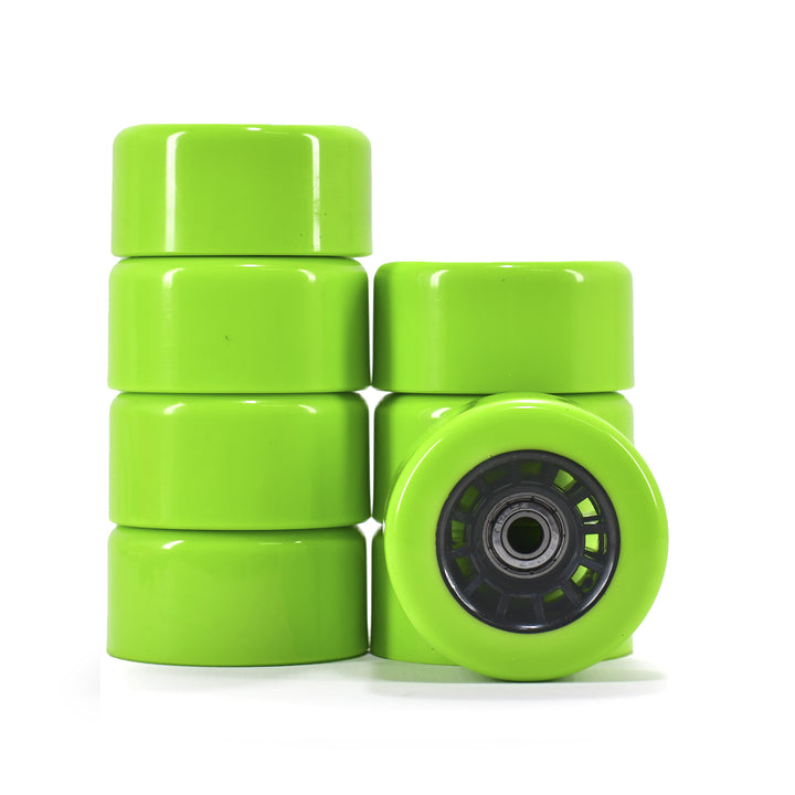 8 HD Inline Wheels for Quad Skates 63mm X 31mm 85a Green + Abec-11