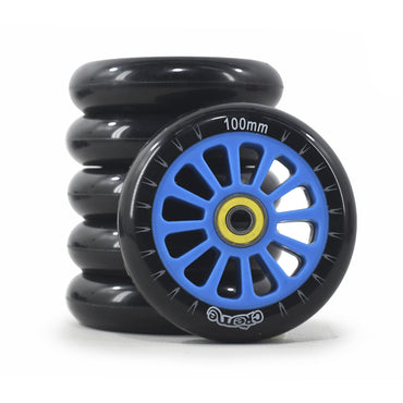 6 Cream Wheels for Skates 100mm 82a +12 Abec-13 Blue PROMOTION