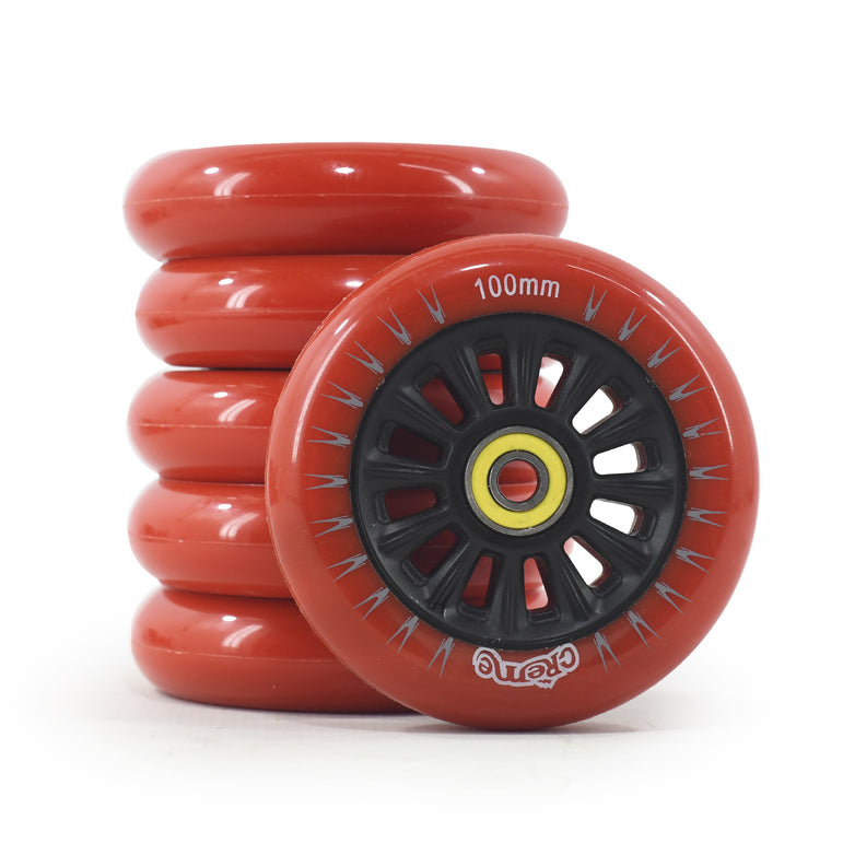 6 Cream Wheels for Skates 100mm 82a +12 Abec-13 Red PROMOTION
