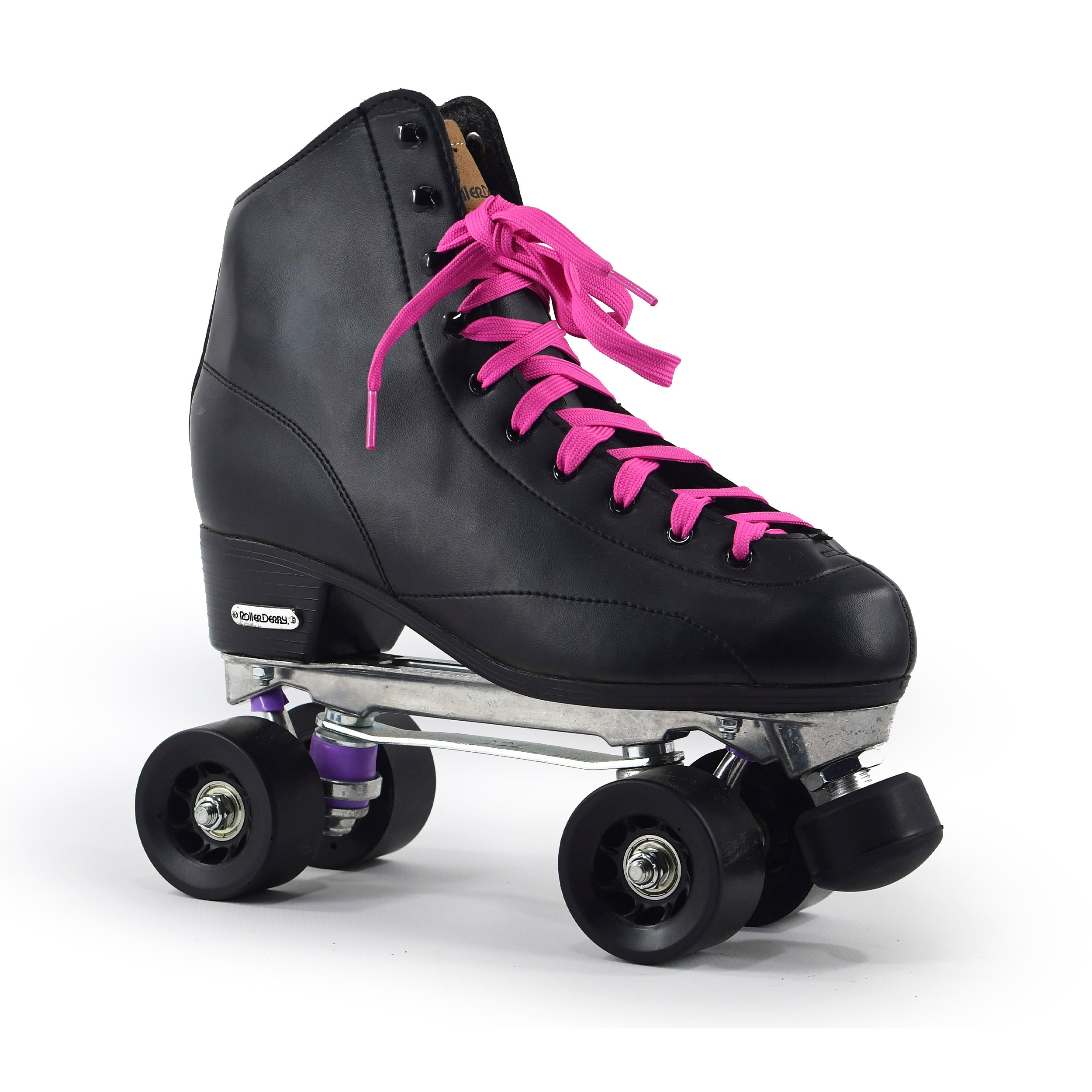 Traditional Roller Derby Black Quad Skates with Abec7 Aluminum Chassis - Size 41