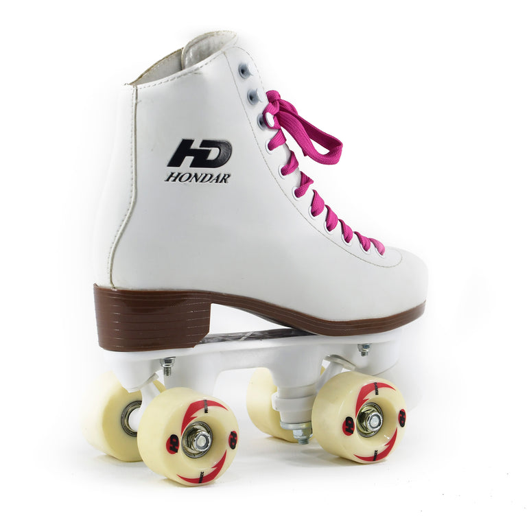 Traditional Quad Skates HD White Abec-7 - size right foot 34 left foot 33.