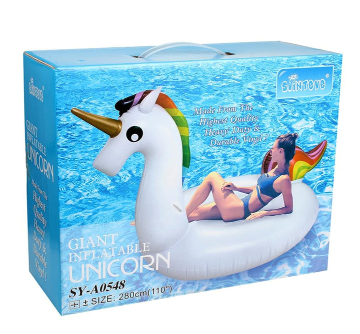 Colchón Hinchable Flotador Unicornio 203 cm Súper Resistente.