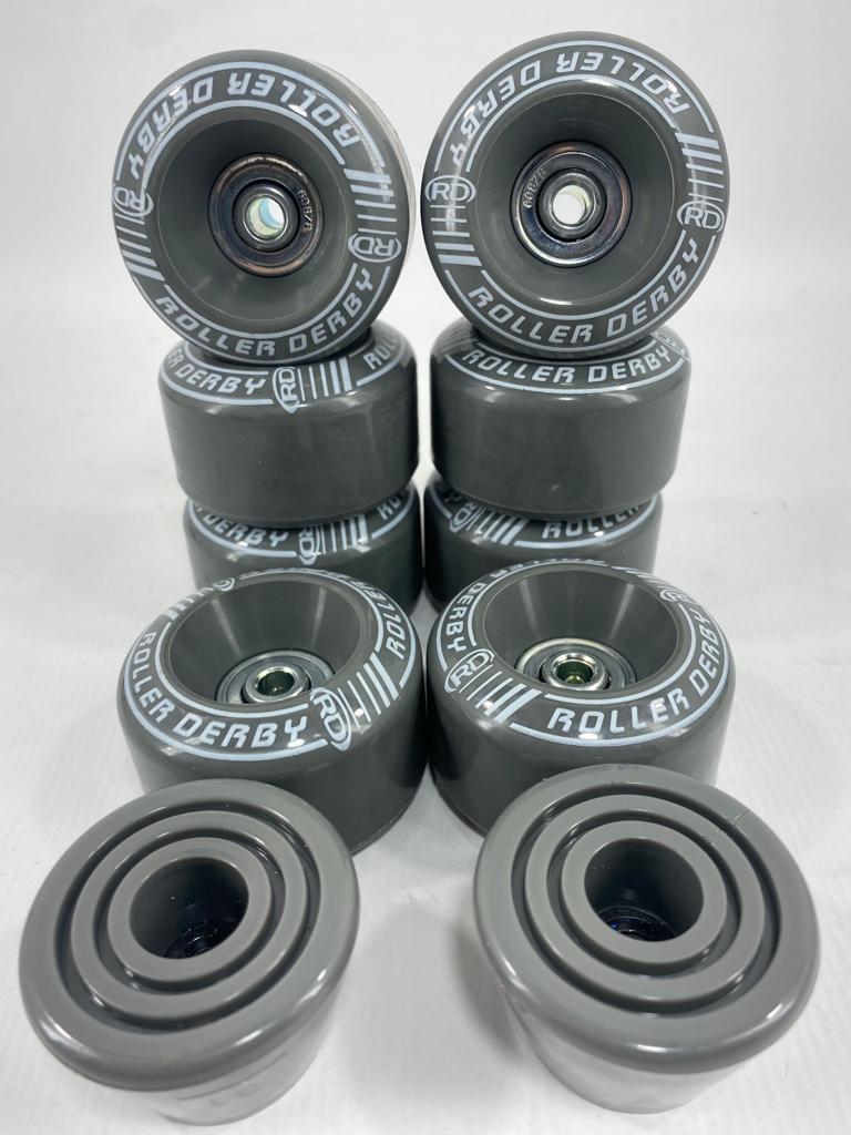 8 RollerDerby Wheels for Quad Skates 54mm X 32mm + 16 608ZB Bearings + 2 Brakes