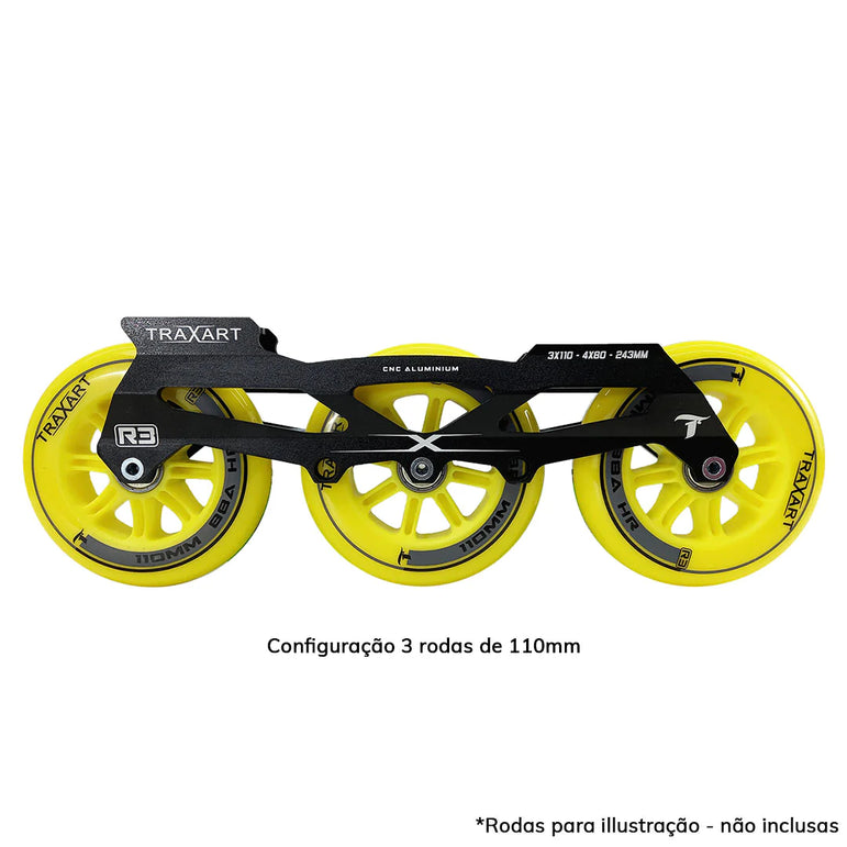 Base Para Patins Híbrida Traxart Inline 3x110mm Ou 4x80mm