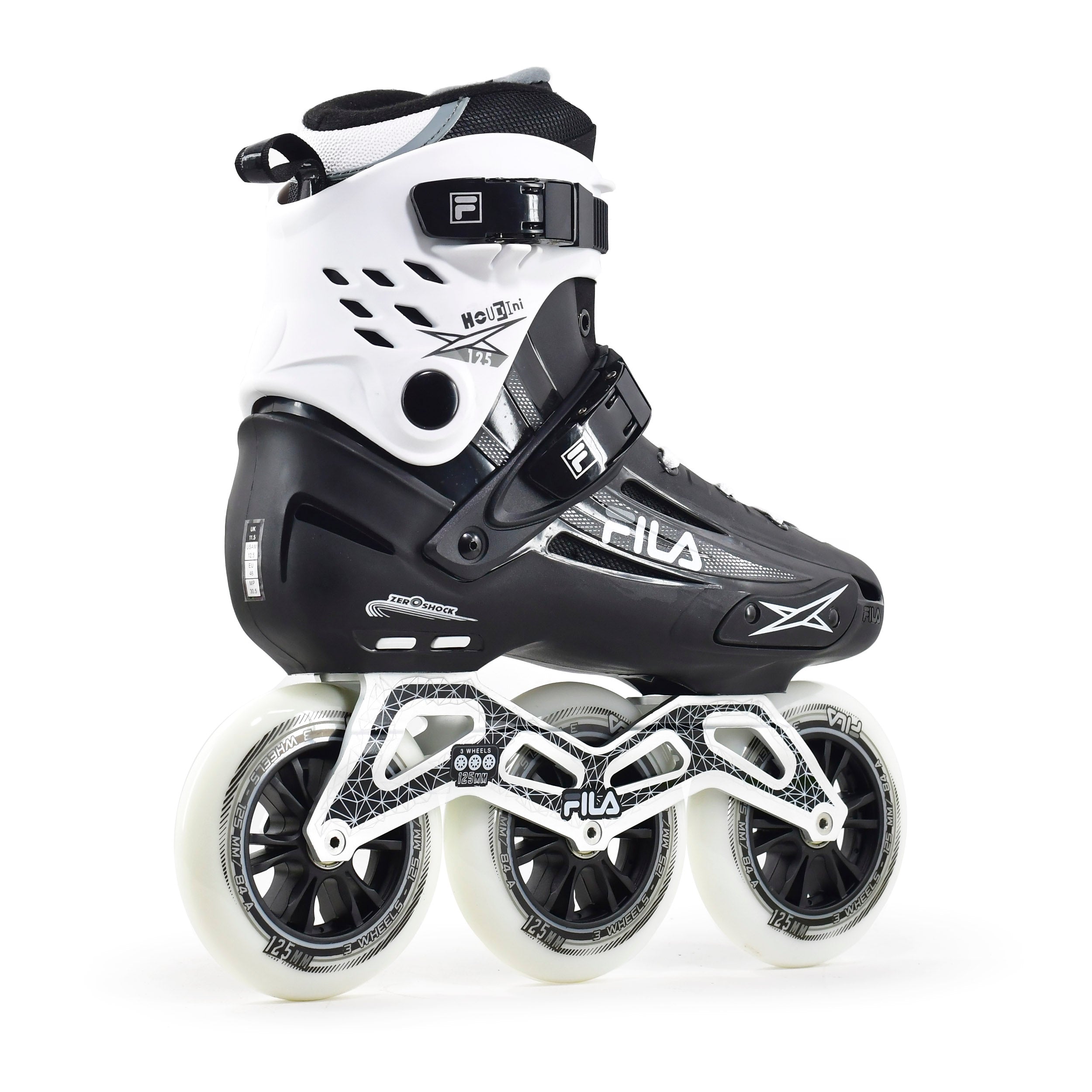 Fila Houdini PRO 125mm Black White Abec 9 Skates LAUNCH Go Roller Skate Shop