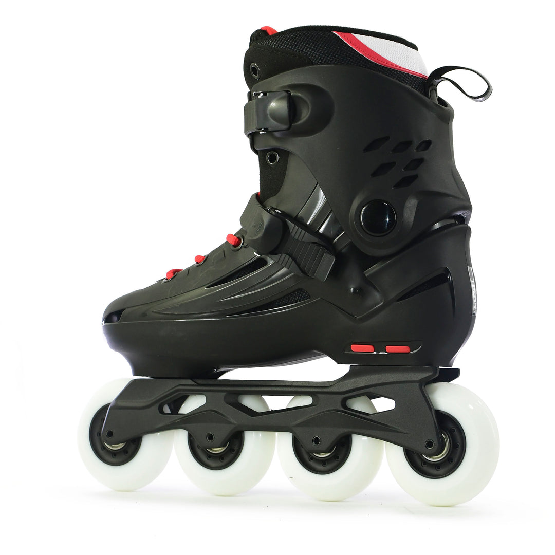 Patins Inline Roller Fila Houdini Preto Vermelho Base NRK Fun 80mm Abec 7