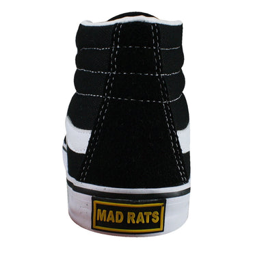 TÊNIS MAD RATS HI TOP BÁSICO HI20LC - PRETO/BRANCO (CAMURÇA/LONA)